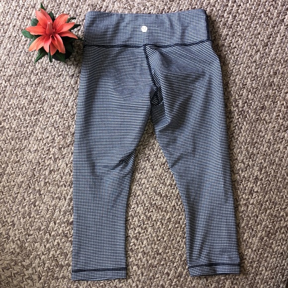 LULULEMON CROP WUNDER UNDER GINGHAM INKWELL DOT 4 TIGHT - Picture 10 of 11